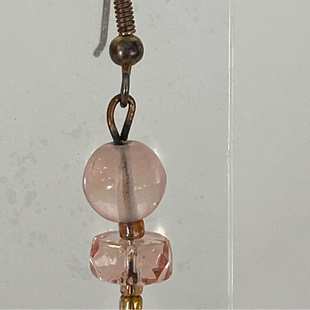 Pink and Clear Crystal Bead Earrings